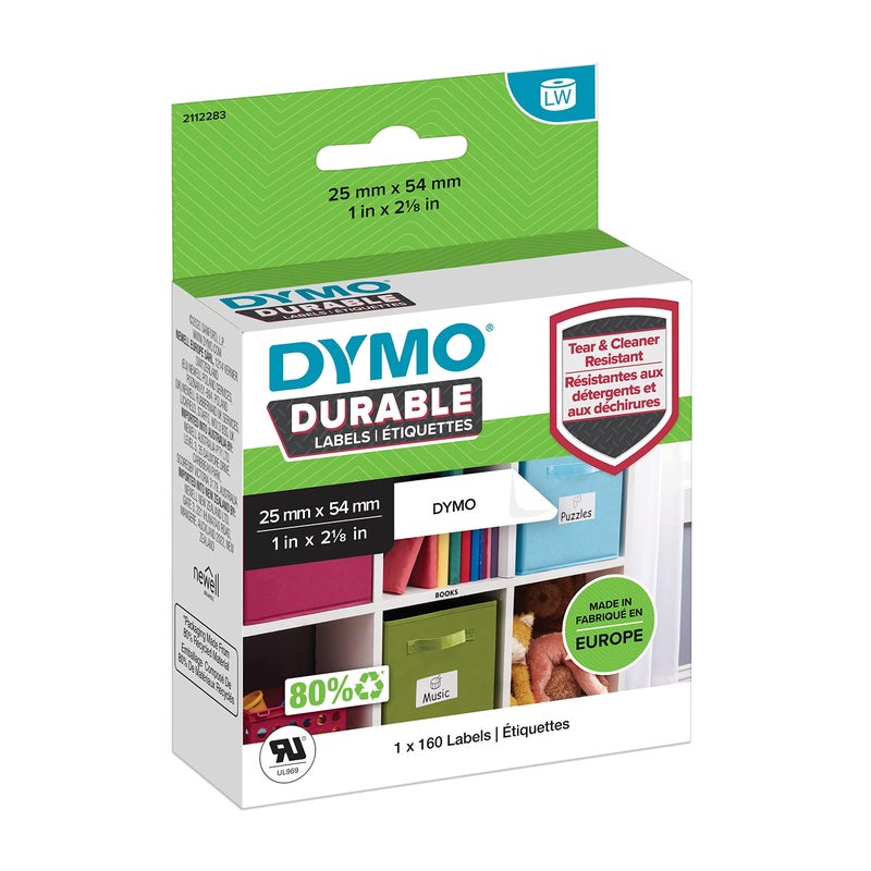 Dymo Sanford Lw Ribbon White Plastic 25X54Mm Roll161 - Image 1